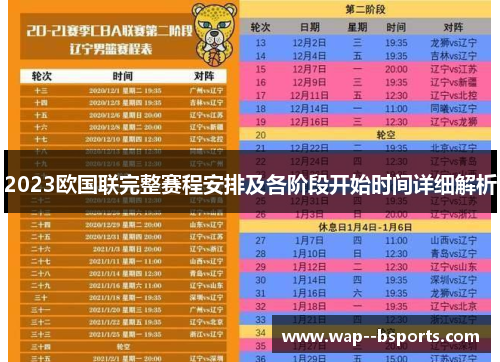 2023欧国联完整赛程安排及各阶段开始时间详细解析