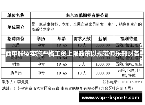 西甲联盟实施严格工资上限政策以规范俱乐部财务 西甲联盟实施严格工资上限政策以规范俱乐部财务